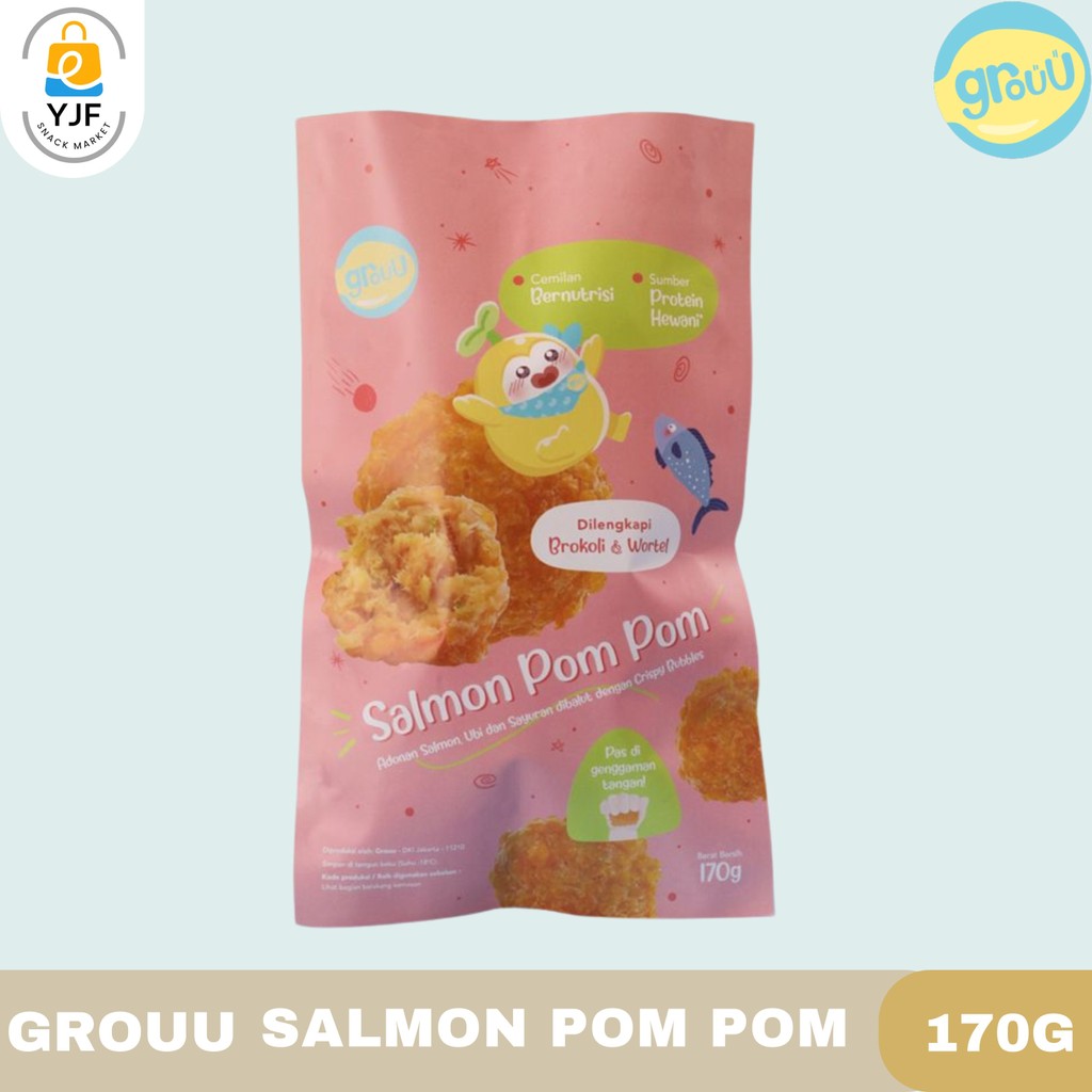 

Grouu Salmon Pom Pom 170g /Finger Food / Snack MPASI / Cemilan Anak / Snack Bayi / Tinggi Protein