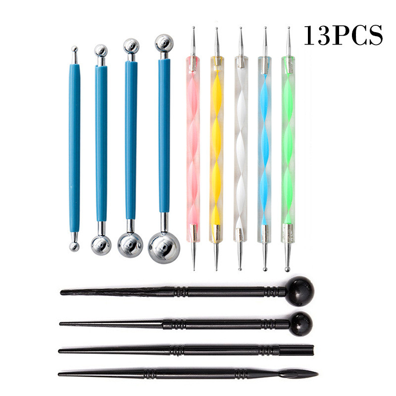 

Bview Art 13 Piece Set Of Pottery Tools Clay Sculpture Round Ball Dot Drill Pen Hand Turned Sugar Ball Stick Carving Knife