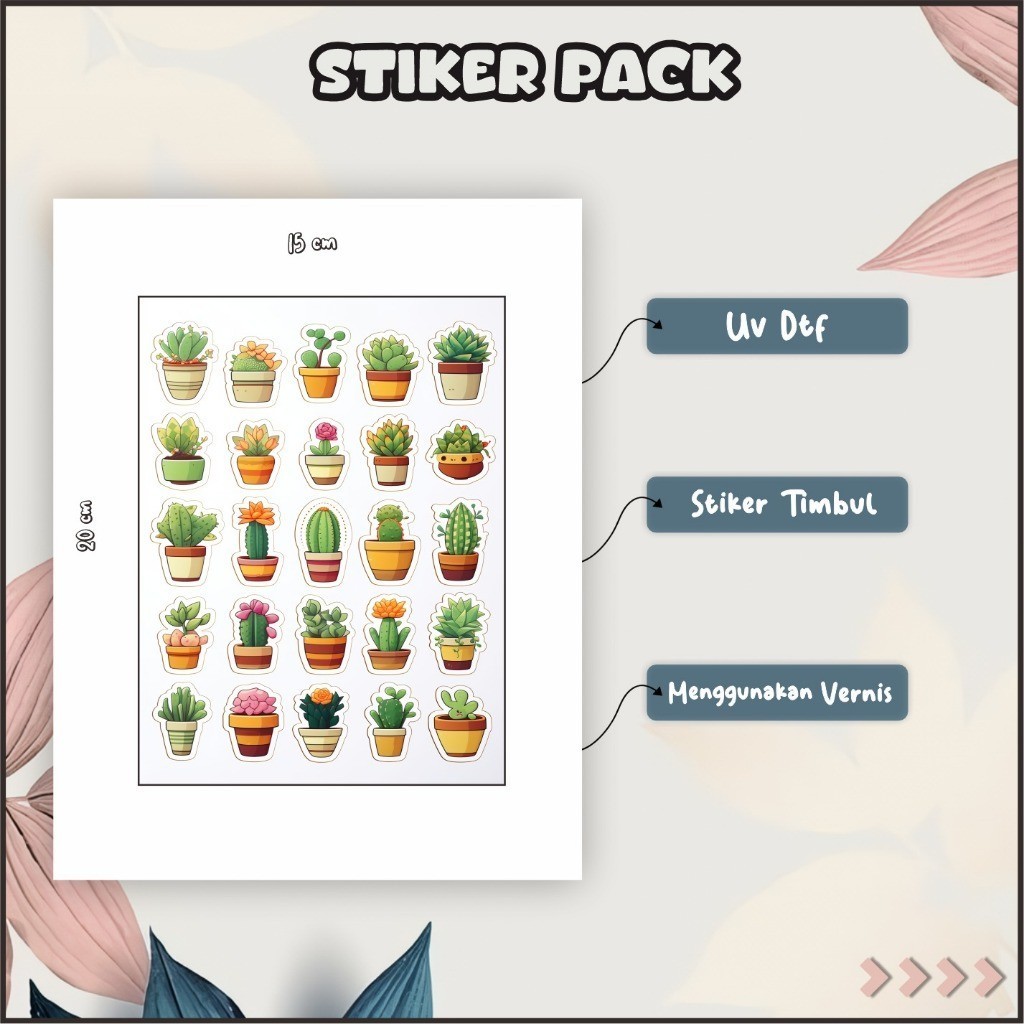 

Stiker Sticker Setiker Setikker Tumbler Pack UV DTF Motif Kaktus Hijau Kuning P44