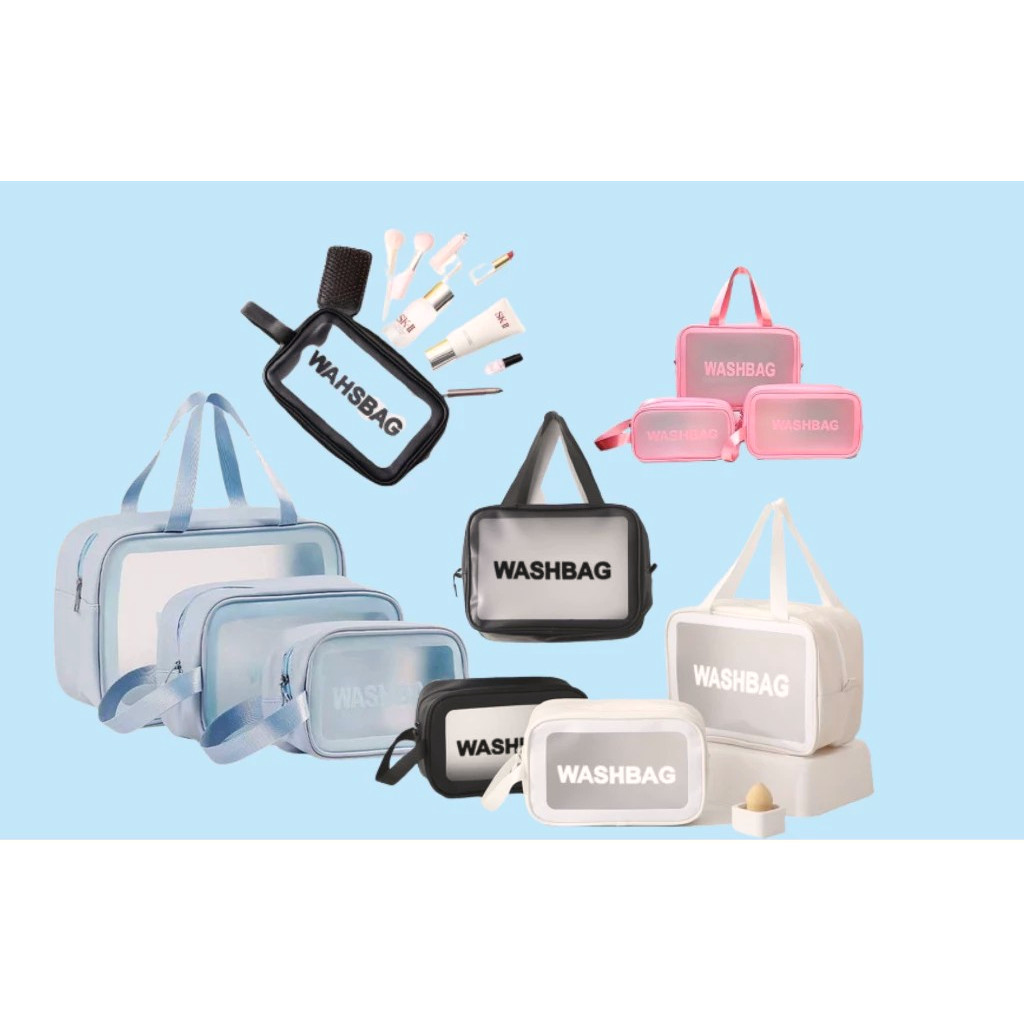 ( RS ) Washbag Serbaguna / Tas Kosmetik Toiletry- Pouch Make-Update Waterproof Tas Sabun