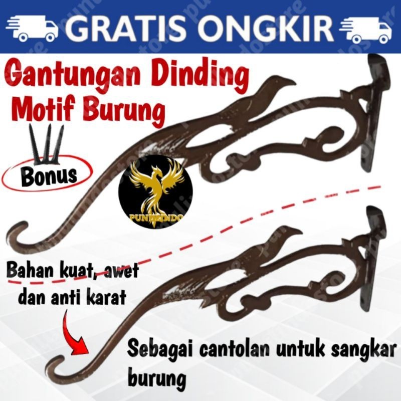 Gantungan Tempel Dinding Tembok Motif Burung Gantungan Sangkar Burung Rak Pot