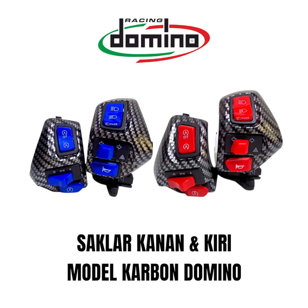 Saklar Set Kiri & Kanan Domino Motif Karbon Saklar Motor Variasi Saklar Carbon Domino Motor Mio Spor