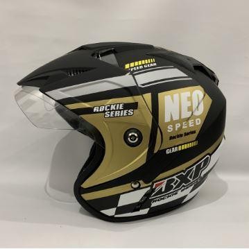 Helm Bison Half Face Neo Speed Gold Doff (Single VIsor)