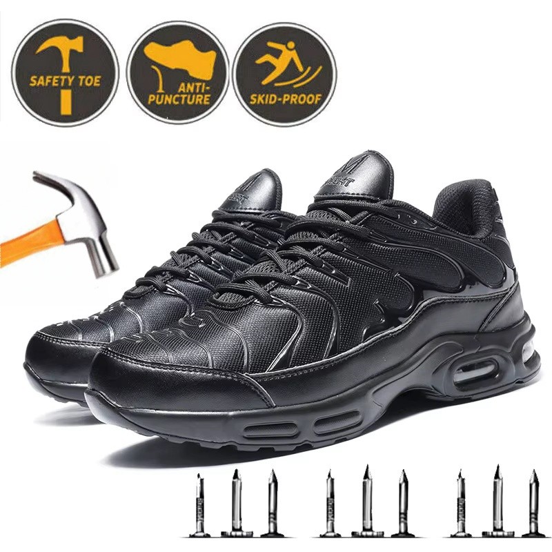 Sport Air Cushion Reflective Work Safety Boots Anti-smash Fashion Safety Shoes Steel Toe Sneaker Man