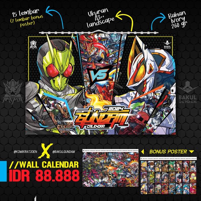 

Kalender Dinding/Meja/Duduk Anime Gundam KRBG 2024 - dinding