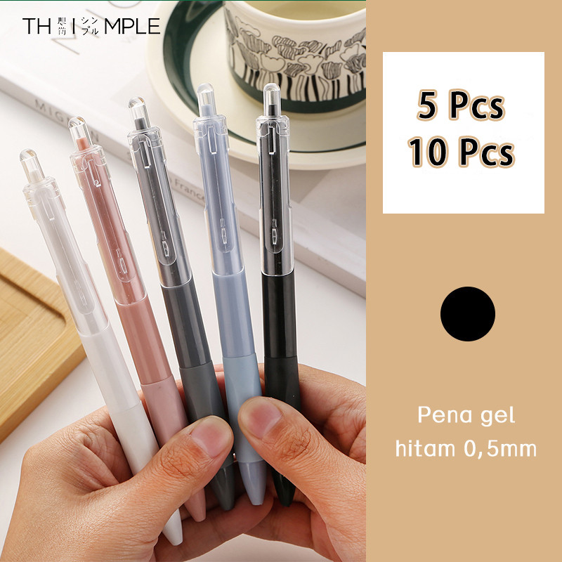 

5Pcs/10Pcs Gel Pen Pulpen Gel Retractable Tinta Hitam 0.5mm