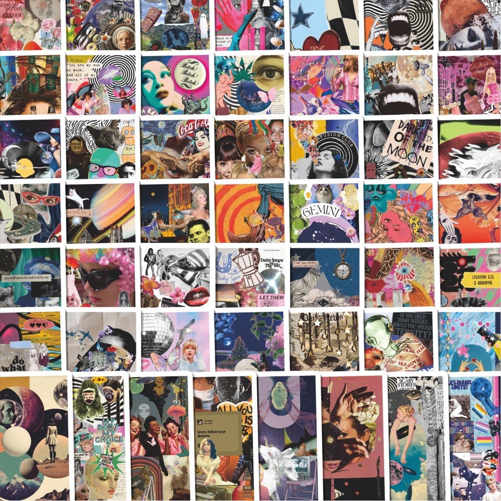 

Stiker Cutting Pack Stiker Splice Mosaic Art [Seni Mosaik Sambungan] Isi 100Pcs Series Aesthetic Lucu Keren Untuk Koper Bahan Vynil