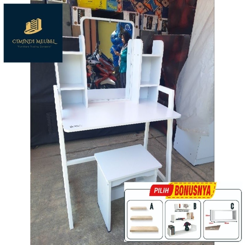 PROMO Paket Murah 1 Set lemari dan meja rias / Lemari Baju 3 pintu + Meja Rias Sliding