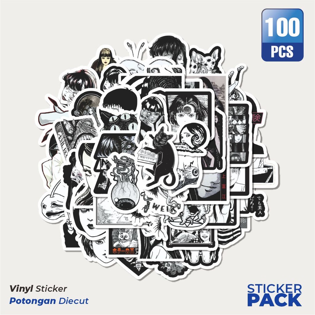 

Super Hemat! 100 PCS Stiker HItam Putih Junji Ito Classical Waterproof Aesthetic- Untuk Laptop, Motor, dan Helm - Paper Stationery Pack