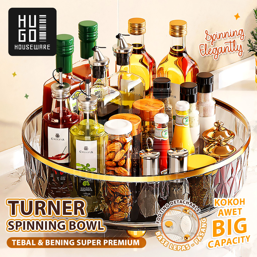 COD HUGO Wadah Putar Serbaguna Rak Putar Aqua Gelas Bumbu Toples Serbaguna Wadah Tray Akrilik Aesthe