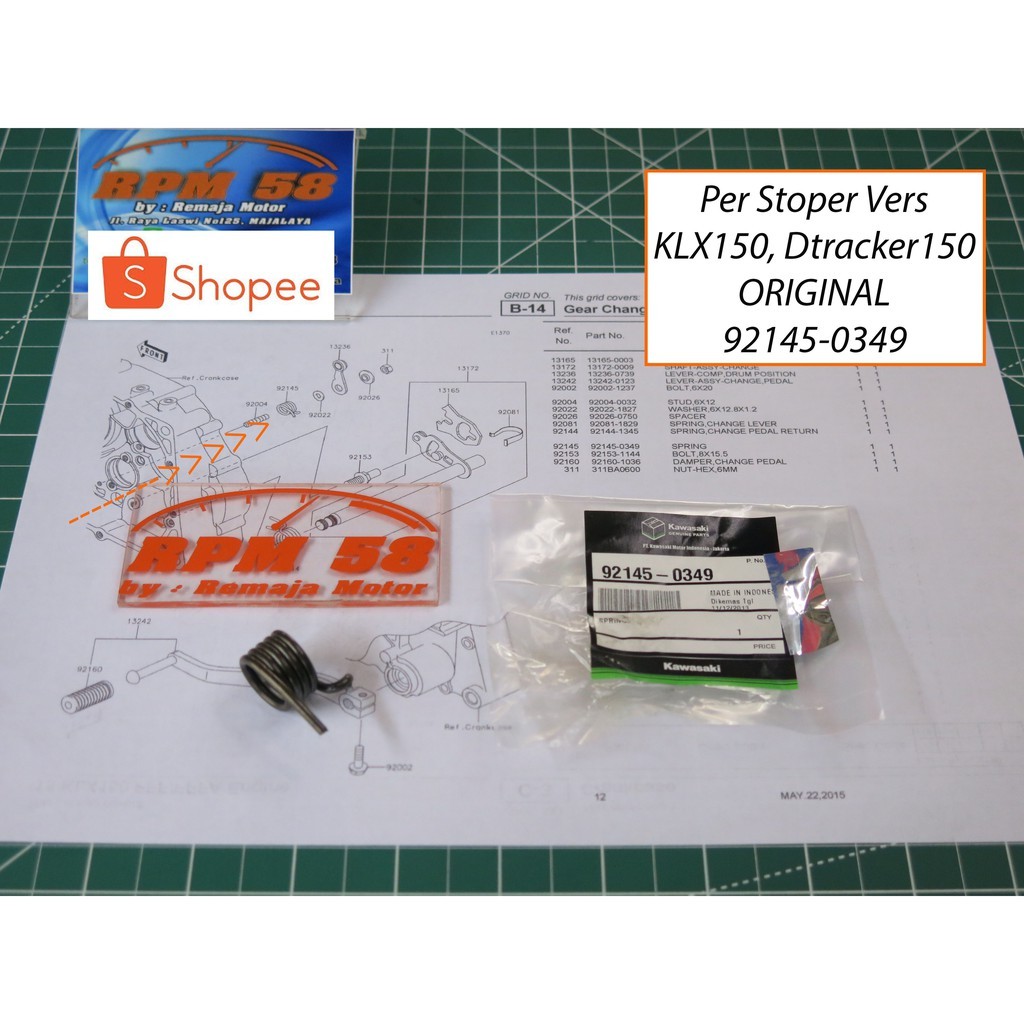 per operan stop per stoper operan gigi klx 92145-0349 kawasaki