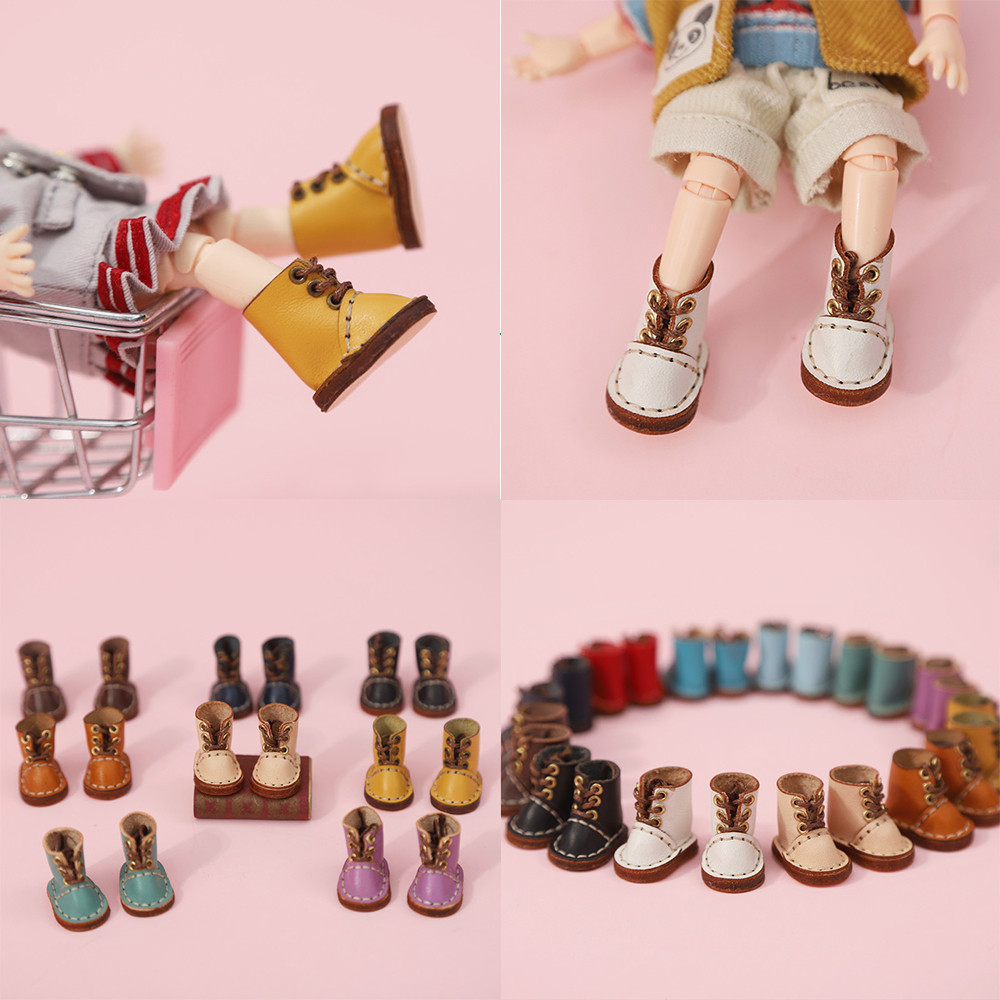 Ob11 Doll Cute Shoes Martin Boots Dolls Cowhide Shoes With Shoelaces For Obitsu11, Holala, Body9, Gs