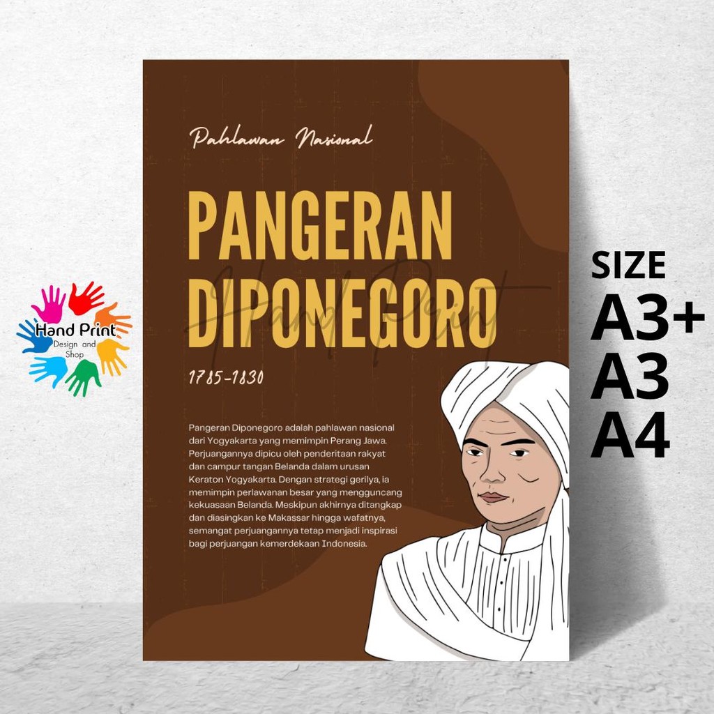 Cetak Poster Pangeran Diponegoro Size A3+