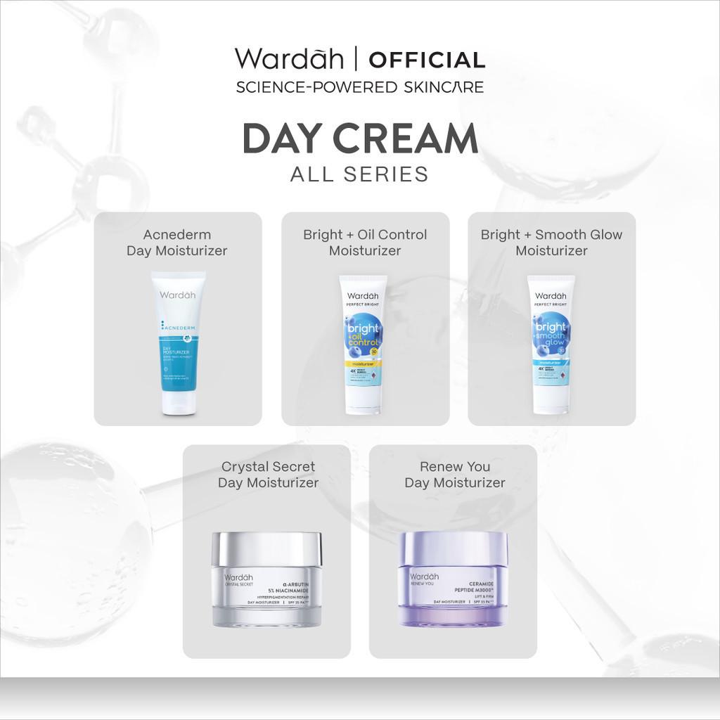 WARDAH Moisturizer Day Cream All Series - Acnederm, Lightening, Perfect Bright, Crystal Secret, Rene