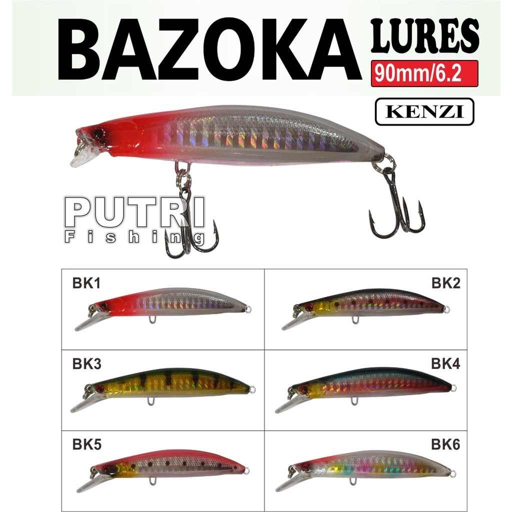 LURE KENZI BAZOKA 90mm 6.2gr - MINNOW Umpan Pancing Tiruan Ikan Mainan AIr Tawar & Laut HX