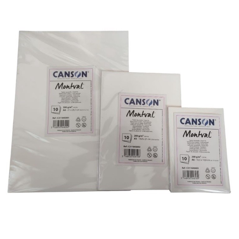 

canson montval watercolor paper A4/A5/A6 200gsm 10lembar (new cover)