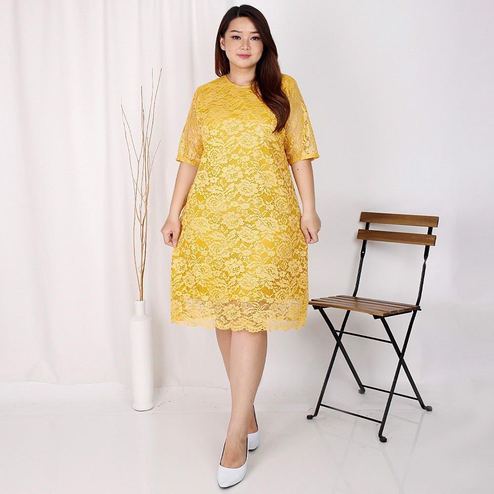 (SIZE S - XXL) Dress Big Size Brukat Jumbo Dres Brokat XXL Bigsize Dress Natal Imlek