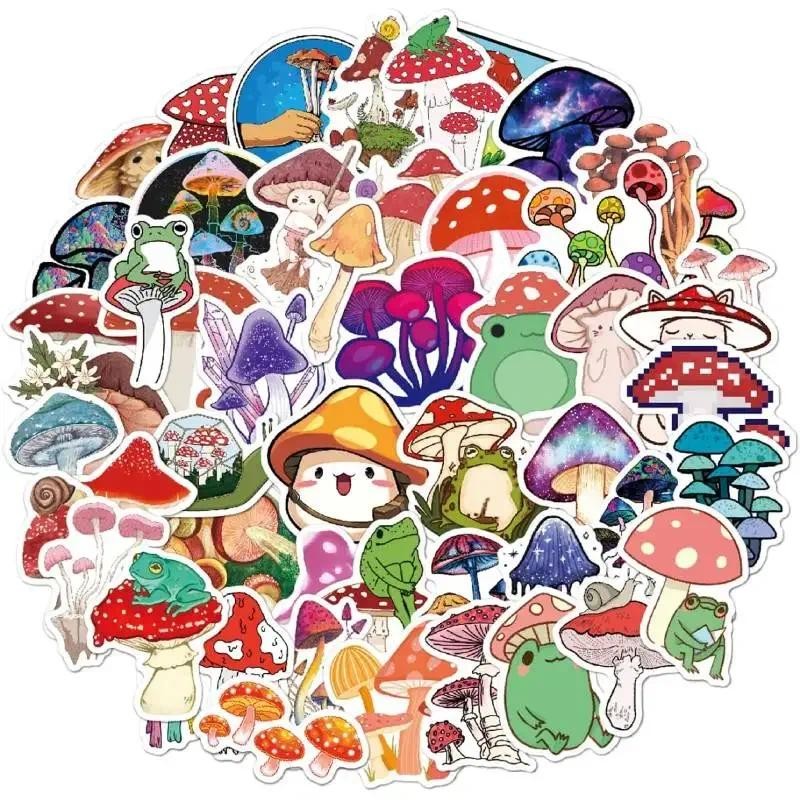 

50pcs Cute Mushroom Stickers Vinyl Waterproof Frog Decals for Kids Students Teens Laptop Water Bottles Skateboard Phone Luggage