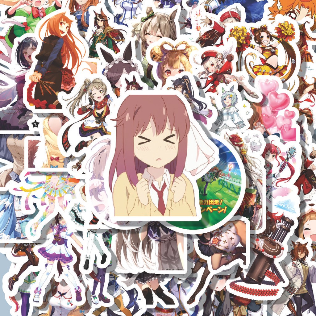 

100PCS Lucu Stiker Anime Pretty Derby Stiker Aesthetic Stiker Anti Air Stikers Berperekat Waterproof sticker decal buat Motor Helm Buku Journal Koper Casing HP Laptop Botol Minum Hadiah anak