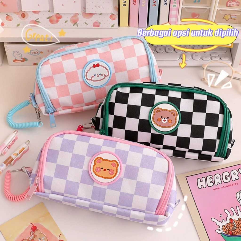 

Kotak Pensil Motif Kotak/Tempat Pensil Alat Tulis Pancil Case Kapasitas Besar Serbaguna