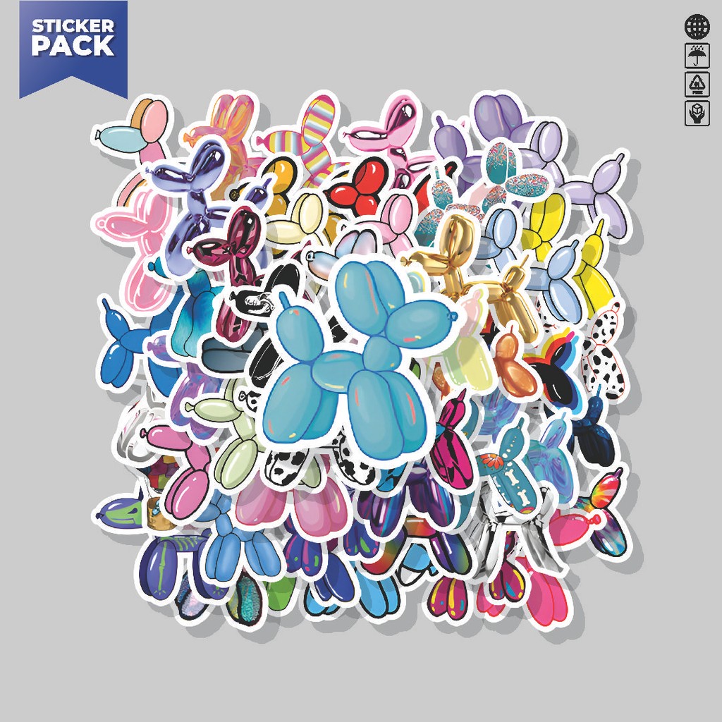 

[100PCS]Stiker Pack Stiker Ballon Dog Series Aesthetic Vinyl Anti Air Dekorasi Sticker Laptop Buku Journal Koper Helm Casing HP Gitar Helm Skateboard