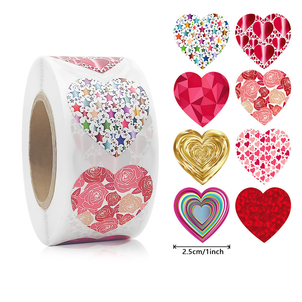 

50-500pcs 1inch Red Heart Stickers for Baking Packaging Sticker Envelope Seals Love Decorative Stickers