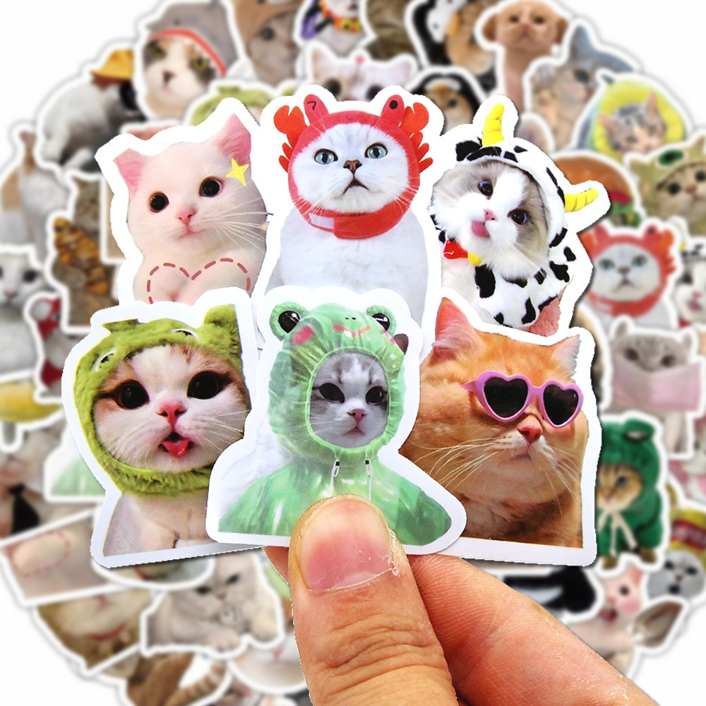 

100/500/1000pcs Funny Cat Stickers Cartoon Cute Decals Toy Stationery Guitar Phone Bicycle Laptop Luggage Graffiti Kids Sticker