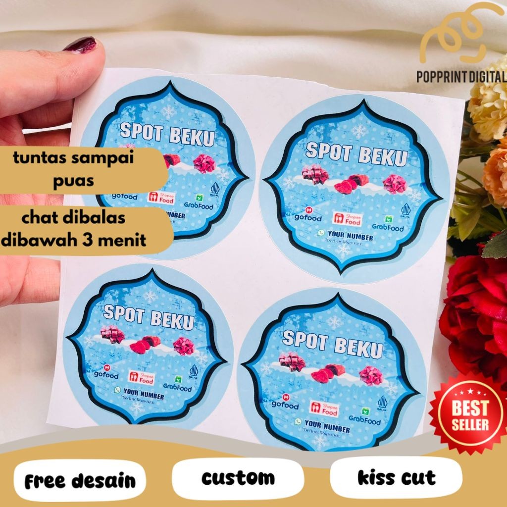 

PpD 5-8 Sticker Vinyl Frozen Food Bulat Label Kemasan Makanan Simpan Beku Basah Uk.Sedang