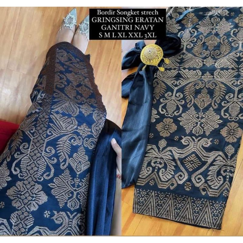 KAMEN JADI BORDIR MOTIF GANITRI SET SELENDANG (selendang warna random)/KAMEN BALI/KAMEN BORDIR/KAMEN