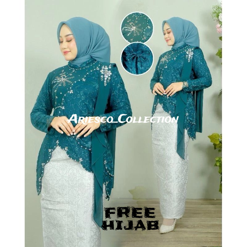 Kebaya Zahra Set Modern Tille Payet Free Hijab untuk Wisuda Kondangan