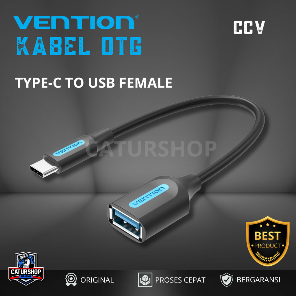 VENTION CABLE USB OTG TYPE C TO USB A 3.1 FEMALE 0.15M BLACK PVC  CCVBB