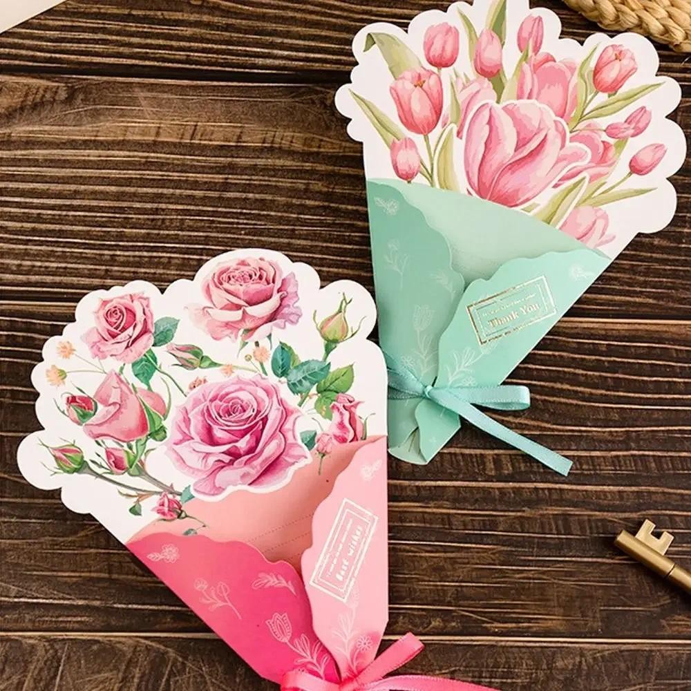

10Pcs Carnation Thanks Flowers Postcard Exquisite Beautiful Greeting Card Floral Birthday Cards Teacher Day Birthday Gifts