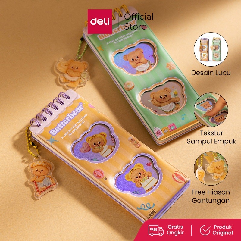 

Deli x Butterbear Spiral Notebook / Buku Tulis Buku Catatan Spiral Mini Pocket Size 48 Lembar HY226