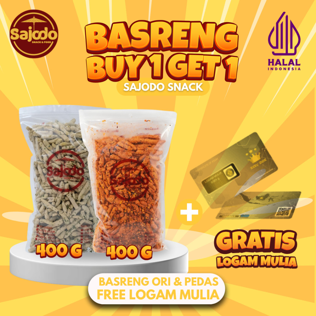 

BUY 1 GET 1 BASRENG ORDAS 800GR FREE LOGAM MULIA - SAJODO SNACK & FOOD
