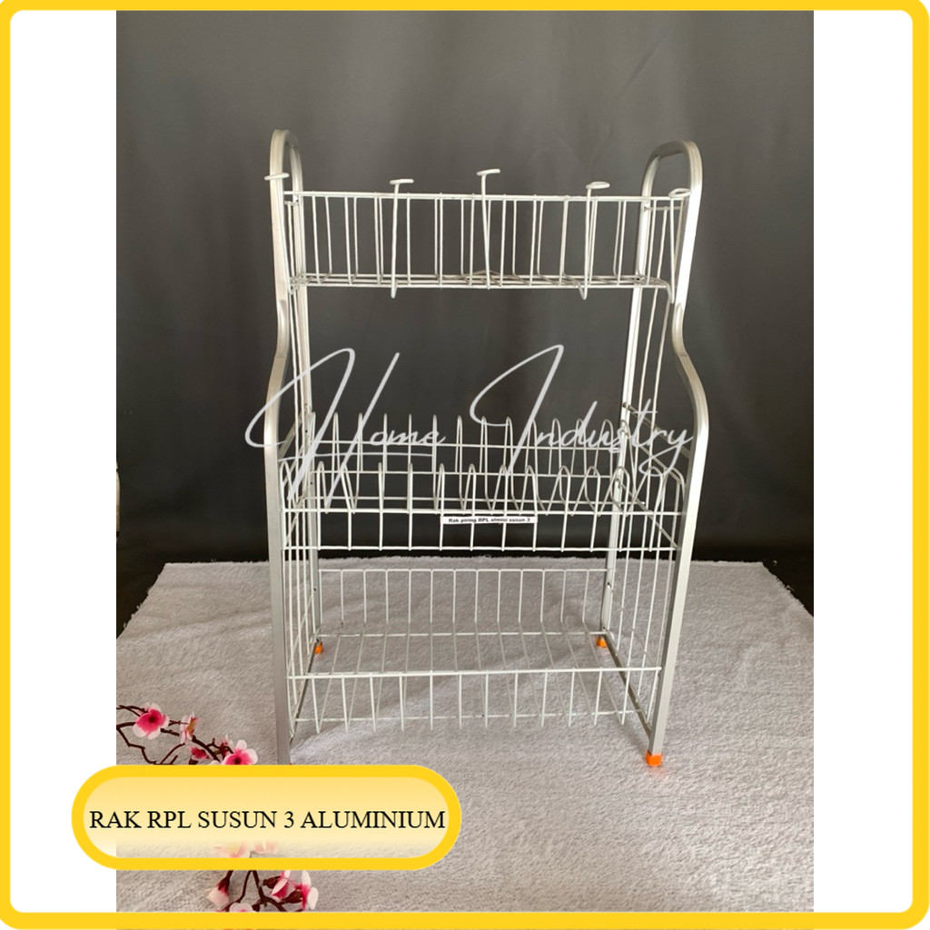 RAK PIRING ALUMINIUM RPL 3 SUSUN/Rak Dapur/Rak Piring Stainless steel/Rak Wastafel/Rak Pengering