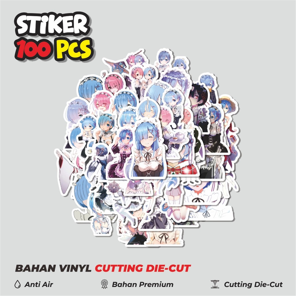 

Terbaru! 50 pcs Stiker ACGN BEAUTY GIRLS SERIES RE'ZERO RAM & REM Dekorasi Lucu Kreatif untuk Notebook, Skateboard, HP