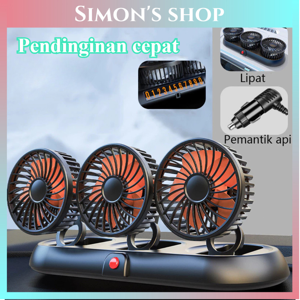 Kipas Angin Mobil Portable 3 Kepala Adjustable 360° Angin Dingin AC Gantung untuk Truk Mobil Bisa Di