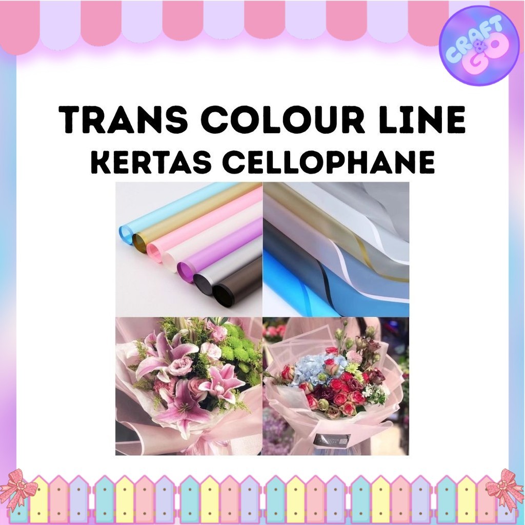

(20 LEMBAR) Kertas Cellophane Buket Bunga - TRANSPARAN COLOUR LINE - Flower Wrapping Paper