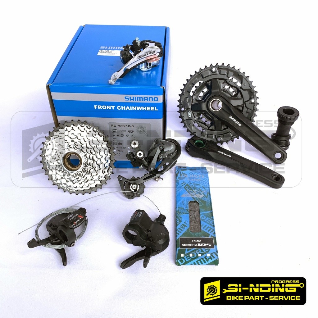 Groupset Crankset BB HT2 Sepeda MTB 3 X 9 Speed Shimano Altus Alivio Sprocket Drat Ulir 9 Speed