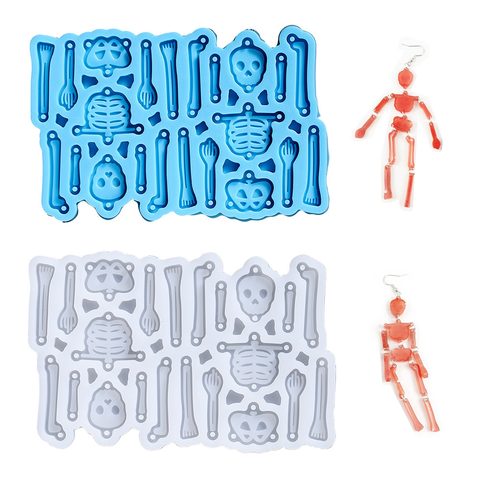 

Skeleton Silione Mold Skull Halloween Earrings Pendants Epoxy Resin Mould for DIY Epoxy Resin Pendants Crafts Jewelry Making