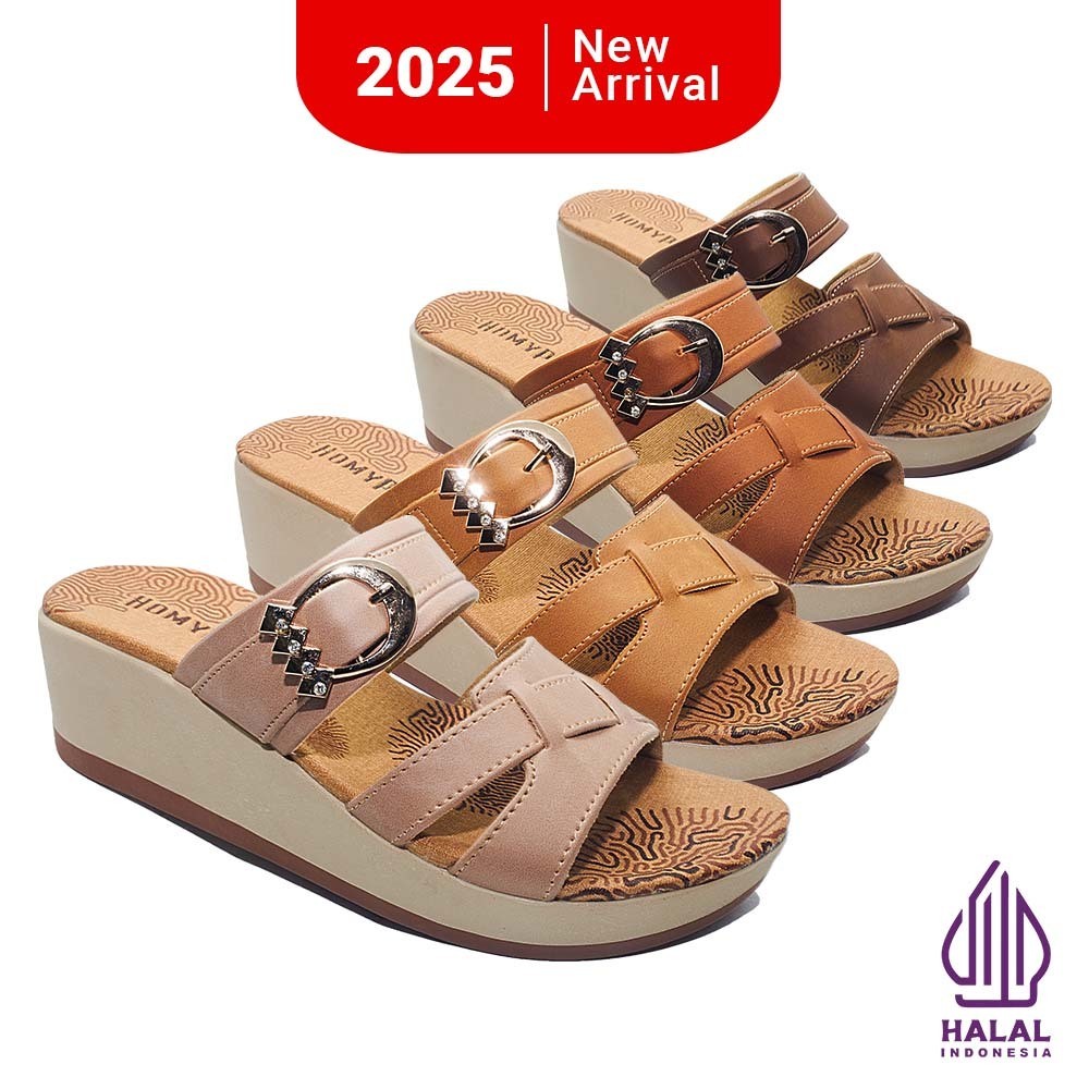 Homyped Adeeva N63 Sandal Wanita wedges hak 6cm nyaman empuk antislip sandal wanita terbaru slop hom