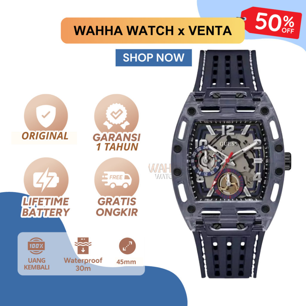 Jam Tangan Analog Guess Pria Guess GW0499G1 - Gents Watch Blue PHOENIX [BERGARANSI]