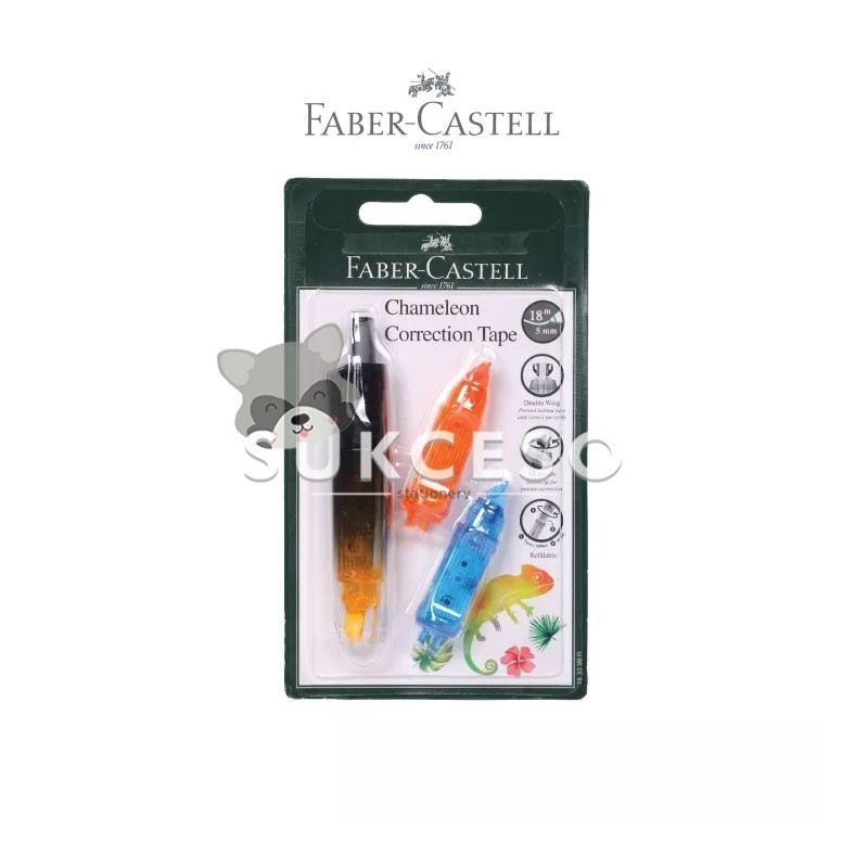 

Faber Castell Chameleon Correction Tape + 2 Refill Bar Black / Tip X Pita Kertas
