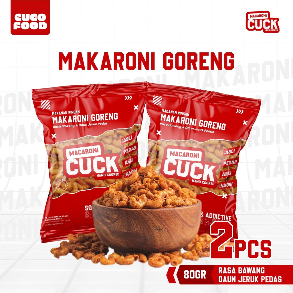 

Macaroni Cuck Paket Makaroni Goreng Daun Jeruk Pedas Macaroni Makaroni Snack 2 pcs x 80 gr