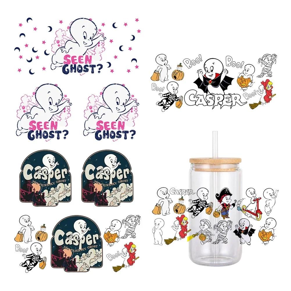 

Cartoon Design Cute Casper Pattern UV DTF Sticker Waterproof Decals For 16oz Glass Cup Wrap Stickers 11*24cm