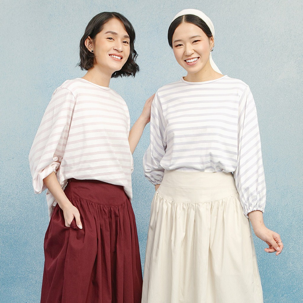 FUJA.ID HijabChic Danish Top - Baju Blouse Stripe Casual Simple Daily Katun Lembut Nyaman Adem Overs