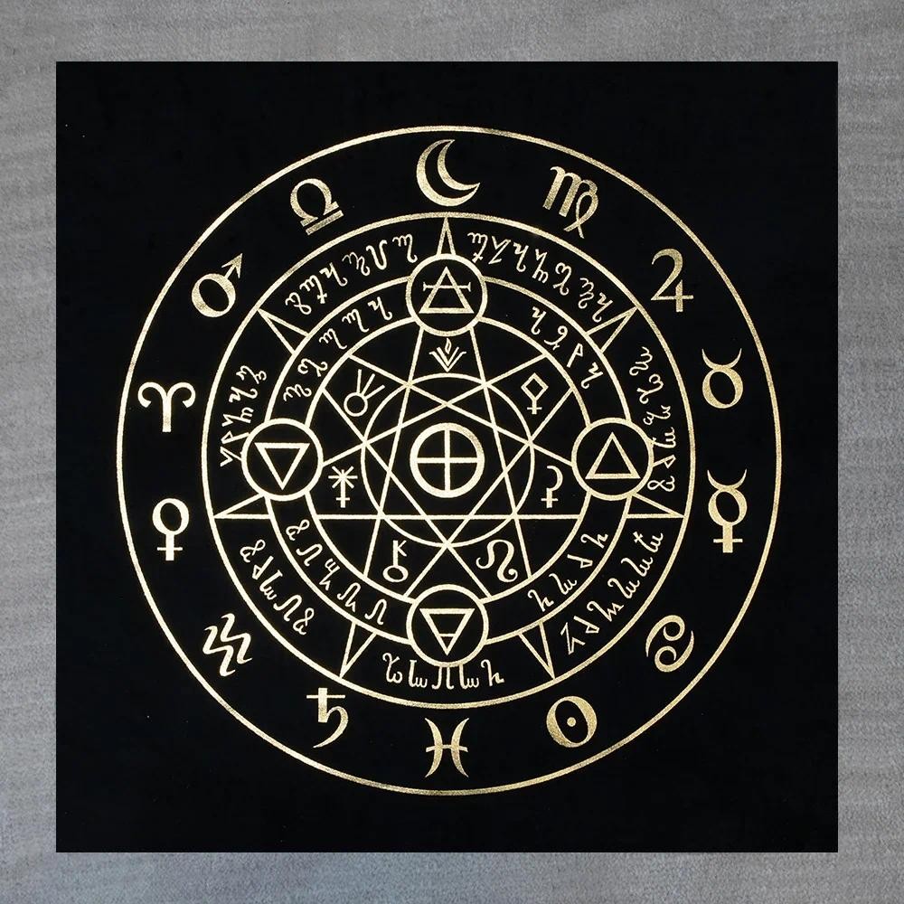 

Alchemy Symbols Altar Tarot Cloth Moon Phases Astrology Tarot Cards Divination Special Tablecloth Witchcraft