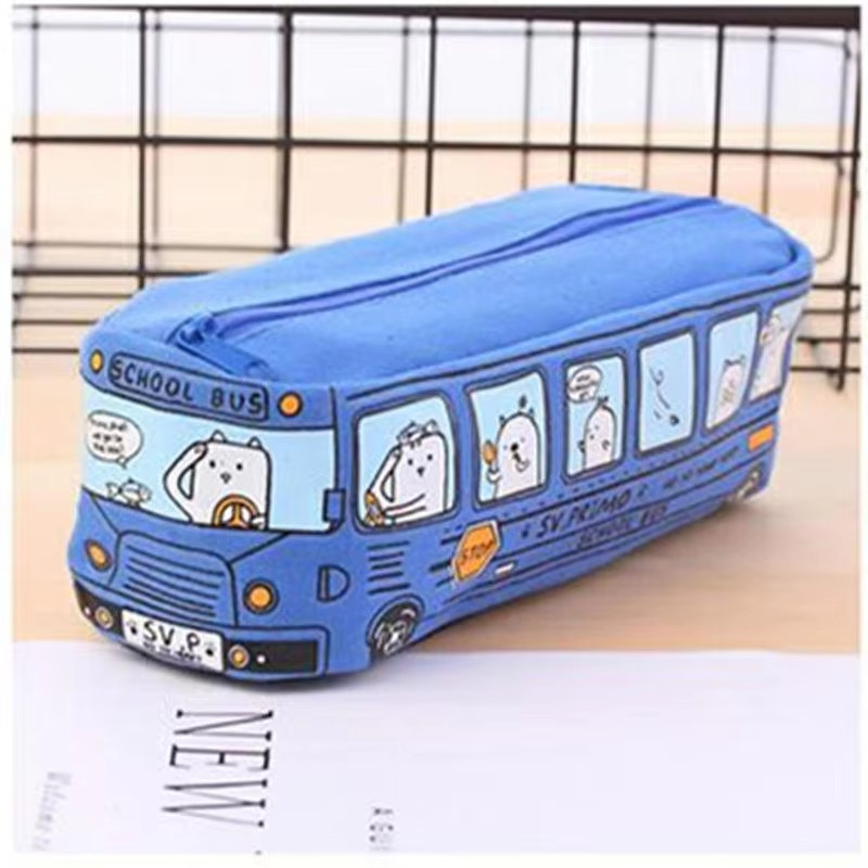 

Kawaii Creative School Bus Pencil Case Large Capacity Cartoon Animal Canvas Pencil Bag Box School Supplies Estojo Escolar