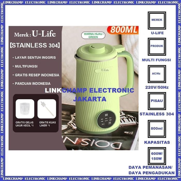 

U Life Mesin Pembuat Susu Kacang Kedelai Serbaguna Soy Milk Maker Ori - Ungu 800ml