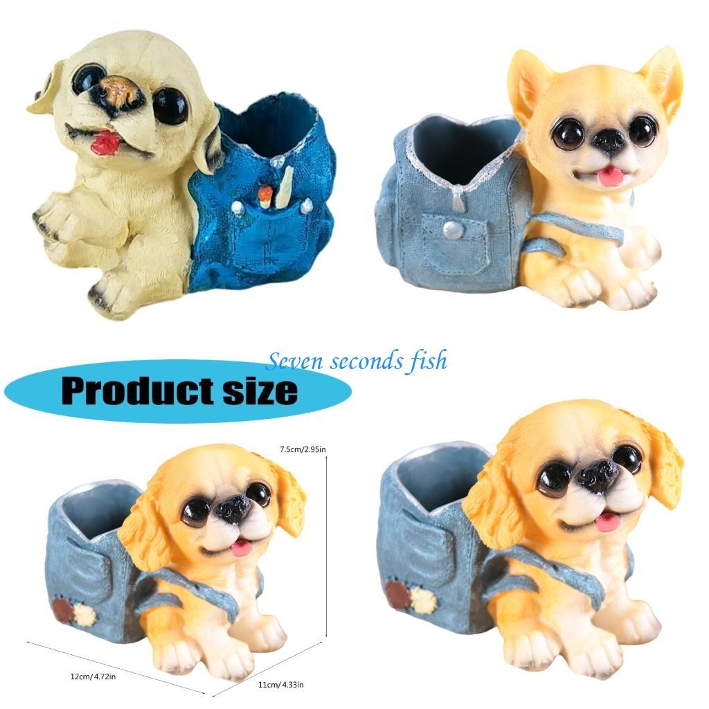 

L74B Dog Pen Cup Resin Pencil Cup Desktop Pen Stand Makeup Brush Organizers Storage Box Table Ornament for Office Desk